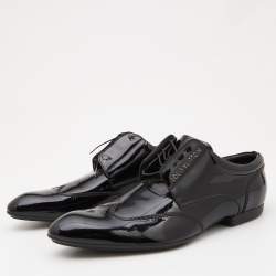 Louis Vuitton Black Patent Leather Lace Up Derby Size 42