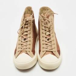 مملوكة مسبقًا Louis Vuitton Brown/Beige Suede and Canvas High Top Sneakers Size 46