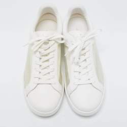 Pre Owned Louis Vuitton White Leather and Iridescent Monogram PVC Luxembourg Sneakers Size 41.5