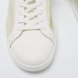 Pre Owned Louis Vuitton White Leather and Iridescent Monogram PVC Luxembourg Sneakers Size 41.5