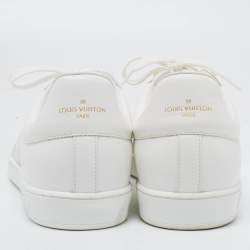 Pre Owned Louis Vuitton White Leather and Iridescent Monogram PVC Luxembourg Sneakers Size 41.5