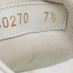 Pre Owned Louis Vuitton White Leather and Iridescent Monogram PVC Luxembourg Sneakers Size 41.5