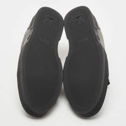Pre Owned Louis Vuitton Black/Grey Leather and Monogram Canvas Match Up Sneakers Size 43