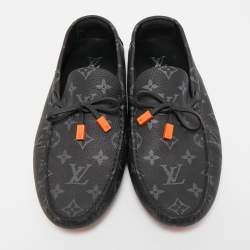 Louis Vuitton Two Tone Monogram Leather Driver Loafers Size 41.5