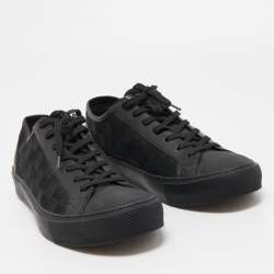 مملوكة مسبقًا Louis Vuitton Black Leather and Damier Ebene Fabric Low Top Sneakers Size 41