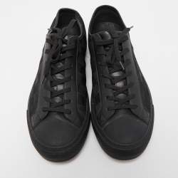 مملوكة مسبقًا Louis Vuitton Black Leather and Damier Ebene Fabric Low Top Sneakers Size 41