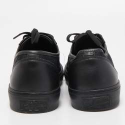 مملوكة مسبقًا Louis Vuitton Black Leather and Damier Ebene Fabric Low Top Sneakers Size 41