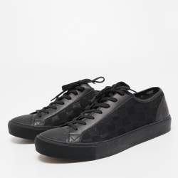 مملوكة مسبقًا Louis Vuitton Black Leather and Damier Ebene Fabric Low Top Sneakers Size 41