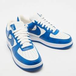 Louis Vuitton x Nike Blue/White Canvas And Leather  Air Force 1 Low Sneakers Sze 41.5