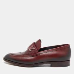 Louis Vuitton Burgundy Patent Leather Oxford Slip On Loafers Size