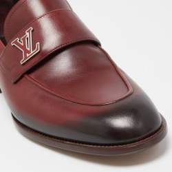 Louise Vuitton Burgundy/Black Leather Slip On Loafers Size 41
