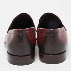 Louise Vuitton Burgundy/Black Leather Slip On Loafers Size 41