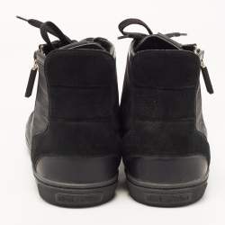 Louis Vuitton Black Damier Graphite Nylon and Suede Trim Zip Up High Top Sneakers Size 43