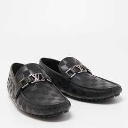 Louis Vuitton Black Leather Hockenheim Slip On Loafers Size 40.5
