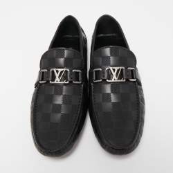 Louis Vuitton Black Leather Hockenheim Slip On Loafers Size 40.5
