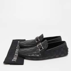 Louis Vuitton Black Leather Hockenheim Slip On Loafers Size 40.5