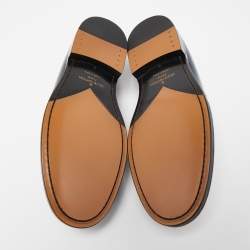 Pre Owned Louis Vuitton Navy Blue/Brown Monogram Canvass and Leather Loafers Size 40