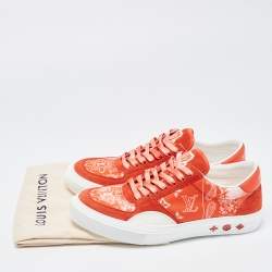 Louis Vuitton Red Monogram Canvas And Suede Ollie Low Top Sneakers Size 42