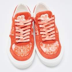 Louis Vuitton Red Monogram Canvas And Suede Ollie Low Top Sneakers Size 42