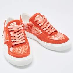 Louis Vuitton Red Monogram Canvas And Suede Ollie Low Top Sneakers Size 42