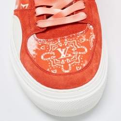 Louis Vuitton Red Monogram Canvas And Suede Ollie Low Top Sneakers Size 42