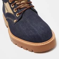 Louis Vuitton Navy Blue Denim Combat Boots Size 41