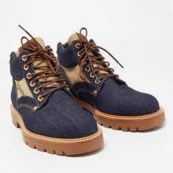 Louis Vuitton Navy Blue Denim Combat Boots Size 41
