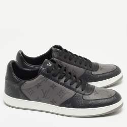 Louis Vuitton Grey/Black Monogram Canvas and Leather Low Top Sneakers Size 45