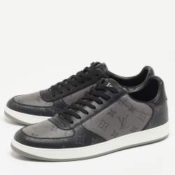 Louis Vuitton Grey/Black Monogram Canvas and Leather Low Top Sneakers Size 45