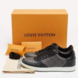 Louis Vuitton Grey/Black Monogram Canvas and Leather Low Top Sneakers Size 45