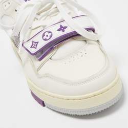 Louis Vuitton White/Purple Leather and Mesh LV Trainer Sneakers Size 41
