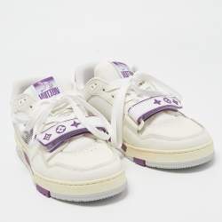 Louis Vuitton White/Purple Leather and Mesh LV Trainer Sneakers Size 41