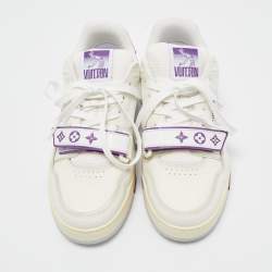 Louis Vuitton White/Purple Leather and Mesh LV Trainer Sneakers Size 41