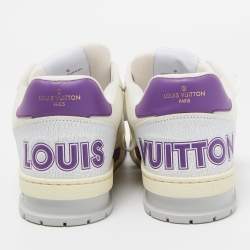 Louis Vuitton White/Purple Leather and Mesh LV Trainer Sneakers Size 41
