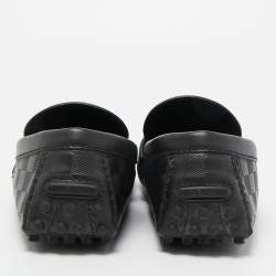 Louis Vuitton Black Damier Graphite Leather Driver Loafers Size 44