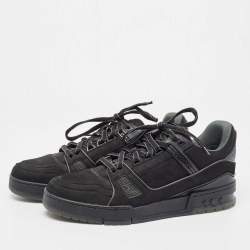 مملوكة مسبقًا Louis Vuitton Black Nubuck Leather LV Trainer Sneakers Size 41.5