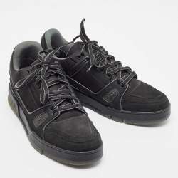 مملوكة مسبقًا Louis Vuitton Black Nubuck Leather LV Trainer Sneakers Size 41.5