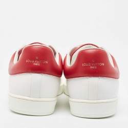 Pre Owned Louis Vuitton White/Burgundy  Leather Luxembourg Sneakers Size 43