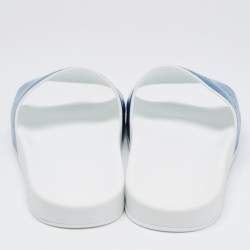 Louis Vuitton Blue/Grey Rubber Flat Slides Size 45