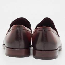 Louise Vuitton Burgundy/Black Leather Slip On Loafers Size 41