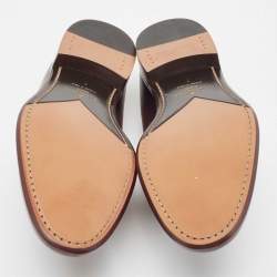 Louise Vuitton Burgundy/Black Leather Slip On Loafers Size 41