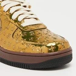 مملوكة مسبقًا Louis Vuitton x Nike Metallic Gold Monogram Leather Air Force 1 Sneakers Size 41