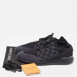 Louis Vuitton Black/Navy Blue Knit Fabric Fastlane Sneakers Size 47