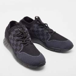Louis Vuitton Black/Navy Blue Knit Fabric Fastlane Sneakers Size 47