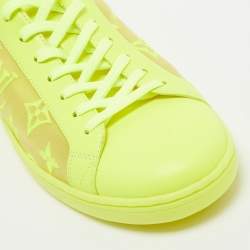 Louis Vuitton Neon Yellow Leather and Monogram Embroidered Mesh Luxembourg Sneakers Size 40