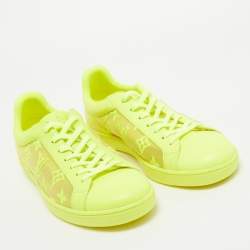 Louis Vuitton Neon Yellow Leather and Monogram Embroidered Mesh Luxembourg Sneakers Size 40