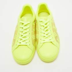 Louis Vuitton Neon Yellow Leather and Monogram Embroidered Mesh Luxembourg Sneakers Size 40