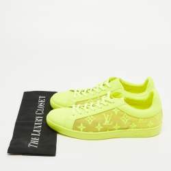 Louis Vuitton Neon Yellow Leather and Monogram Embroidered Mesh Luxembourg Sneakers Size 40