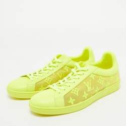 Louis Vuitton Neon Yellow Leather and Monogram Embroidered Mesh Luxembourg Sneakers Size 40