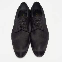 Pre Owned Louis Vuitton Black Petit Damier Fabric Solferino Derby Size 42.5